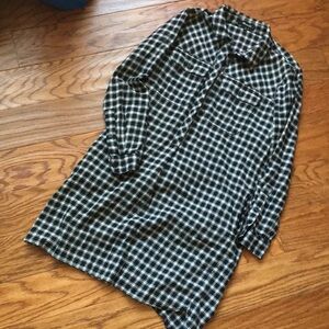 Madewell black white plaid flannel dress LN